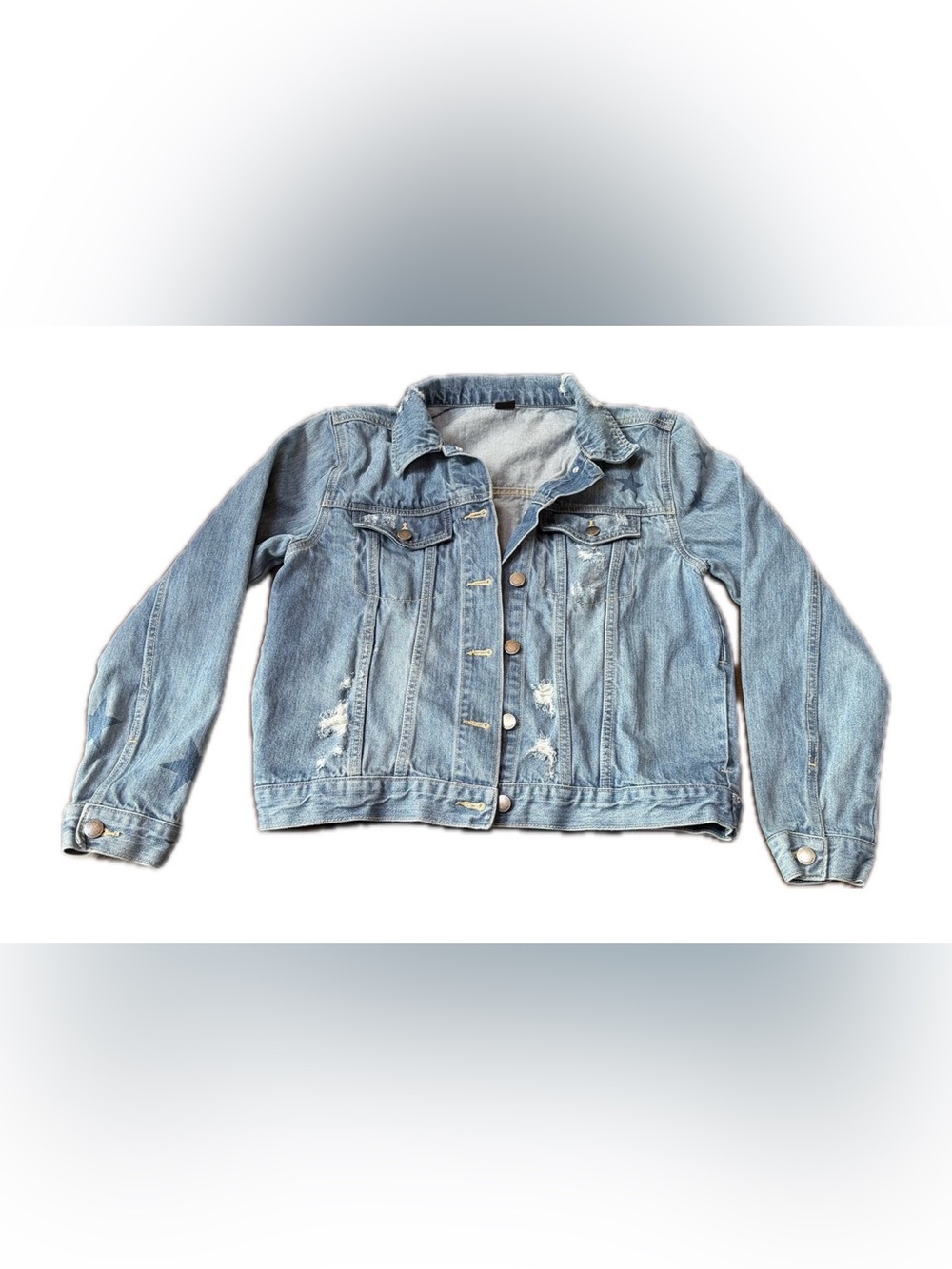 Tinseltown Light Wash Distressed Denim Jacket